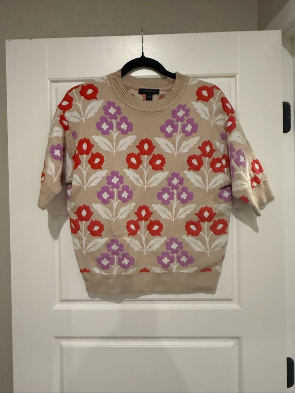 Ann Taylor Floral Jacquard Sweater - Sz S
